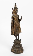 Antique Burmese standing Buddha statue, cast bronze with remains of original gilt finish, 19th century or earlier,  ​​​​​​​33cm high - 2