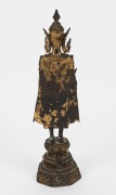 Antique Burmese standing Buddha statue, cast bronze with remains of original gilt finish, 19th century or earlier,  ​​​​​​​33cm high - 3