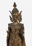 Antique Burmese standing Buddha statue, cast bronze with remains of original gilt finish, 19th century or earlier,  ​​​​​​​33cm high - 5