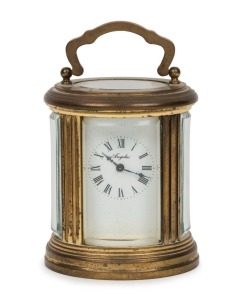 ANGELUS antique sub miniature oval carriage clock, 19th/20th century, 10.5cm high