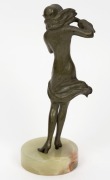 An Art Deco bronze statue of a lady, with carved ivory face and green onyx base, circa 1920s, ​​​​​​​19cm high - 4