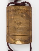 An antique Japanese lacquer inro&nbsp;depicting a pavilion in landscape, with ivory Ojime and highly decorated carved wooden dragon netsuke&nbsp;(signed), Meiji period, 19th century, 8.5cm high - 2