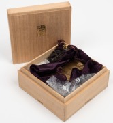 An antique Japanese lacquer inro&nbsp;depicting a pavilion in landscape, with ivory Ojime and highly decorated carved wooden dragon netsuke&nbsp;(signed), Meiji period, 19th century, 8.5cm high - 10