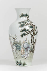 A Chinese polychrome decorated porcelain ovoid vase, 20th century
