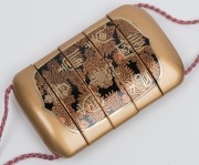 An antique Japanese four case&nbsp;inro&nbsp;with Kajikawa family seal with matching netsuke, ​​​​​​​10.5cm high - 5