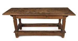 An antique oak refectory table, 17th/18th century, 74cm high, 189cm wide, 74cm deep