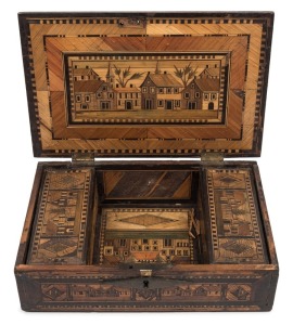 NAPOLEONIC PRISONER OF WAR antique straw-work box, early 19th century, ​​​​​​​7.5cm high, 26cm wide, 17cm deep
