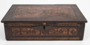 NAPOLEONIC PRISONER OF WAR antique straw-work box, early 19th century, ​​​​​​​7.5cm high, 26cm wide, 17cm deep - 3