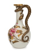 ROYAL WORCESTER antique English porcelain ewer with applied dragon decoration, circa 1883, green factory mark to base, ​​​​​​​29cm high