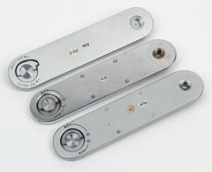 LEITZ: Three chrome Leica camera baseplates for Leica IIIa, IIIb, or IIIg. (3 items)