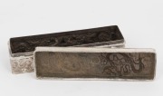 WANG HING & Co. Chinese export silver box with dragon decoration, 19th/20th century, stamped "W.H. 90" with seal mark, ​​​​​​​15cm wide, 193 grams - 3