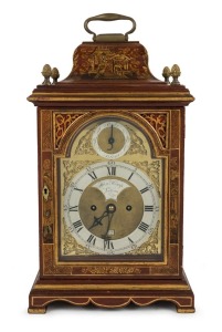 HENRY KEMP of London, fine scarlet lacquered bell top spring table clock, circa 1775.