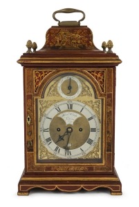 HENRY KEMP of London, fine scarlet lacquered bell top spring table clock, circa 1775.