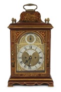 HENRY KEMP of&nbsp;London, fine scarlet lacquered bell top spring table clock,&nbsp;circa 1775.