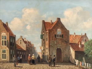 J. L. PEETERS (Dutch 20th century), (street scene), oil on canvas, signed lower right "J. L. Peeters". 28 x 38cm, 42 x 54cm overall