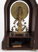 EUREKA CLOCK Co. LTD., LONDON antique lancet top mahogany cased electric timepiece with two ball bearing movements and electric balance wheel, white enamel dial signed by the manufacturers with Roman numerals, made in England, circa 1910, 39cm high - 3