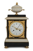 RADANT fine and attractive antique French Empire clock under glass dome, black and white marble case with fine ormolu mounts, one piece convex enamel dial with Arabic numerals and&nbsp;rare thirty day jump calendar hand (introduced for a short period during th - 3