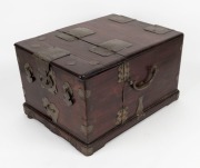 An antique Chinese hongmu travelling dressing box, fitted with folding mirror and compartments, Qing Dynasty, 19th century, 22cm high, 30cm wide, 40cm deep - 2