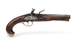 An antique English flintlock duelling pistol, circa 1780, 32.5cm long