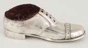 An antique English sterling silver shoe pin cushion, 5.5cm high, 12.5cm long - 2