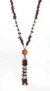 A tumbled garnet and silver bead necklace, ​​​​​​​45cm long