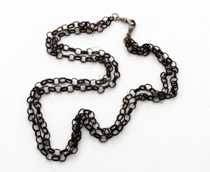 A rare Georgian silver and woven hair necklace, 18th/19th century, 52cm long