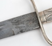 An antique German hunting hanger with silver fittings and leather scabbard, 19th century, ​​​​​​​47cm long - 5