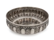 An antique Indian silver bowl adorned with 17 Kutch-style repousse floral panels, Lucknow, Uttar Pradesh (North India), circa 1900, 8cm high, 23cm diameter, 374 grams - 2