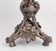 A pair of antique English six branch cast bronze candelabra with silvered finish, 19th century, 61cm high  - 2