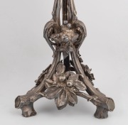 A pair of antique English six branch cast bronze candelabra with silvered finish, 19th century, 61cm high  - 3