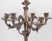 A pair of antique English six branch cast bronze candelabra with silvered finish, 19th century, 61cm high  - 5