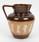 ROYAL DOULTON Egyptian Revival stoneware jug, 19th/20th century, impressed factory mark to base (illegible), 19cm high, 18cm wide - 3