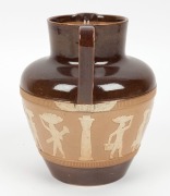 ROYAL DOULTON Egyptian Revival stoneware jug, 19th/20th century, impressed factory mark to base (illegible), 19cm high, 18cm wide - 4