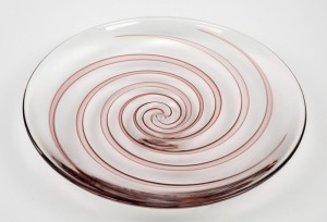 FM RONNEBY Swedish art glass platter with swirling motif, engraved details to base, ​​​​​​​37.5cm diameter