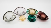 Six Murano glass clam shell bowls, ​​​​​​​the largest 13cm high, 16cm wide. - 2