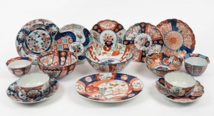 IMARI antique and vintage porcelain bowls, plates and a platter, 19th/20th century, (15 items), the platter 31cm wide