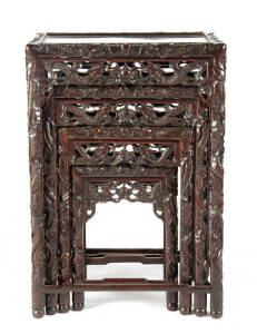A Chinese nest of four hardwood tables, early 20th century, 72cm high, 50cm wide and 32cm deep