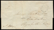 TASMANIA - Postal History : 1832 (Mar.3) outer from Hobart Town to John Leake at Rosedale, with fair strike of the&nbsp;oval "HOBART TOWN/V.D.L" handstamp,&nbsp;signed at lower-left by Stephen Adey, Superintendent of Stock and Farms for Van Diemen's Land Company an