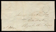 TASMANIA - Postal History : 1832 (Mar.3) outer from Hobart Town to John Leake at Rosedale, with fair strike of the&nbsp;oval "HOBART TOWN/V.D.L" handstamp,&nbsp;signed at lower-left by Stephen Adey, Superintendent of Stock and Farms for Van Diemen's Land Company an - 3