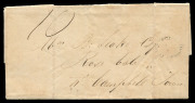 TASMANIA - Postal History : TASMANIA - Postal History: 1832 (Aug.10) Hobart to Campbell Town entire showing the latest known date of the oval "HOBART TOWN/V.D.L" handstamp, the letter rated at 10d under the 1828 Act for a single letter carried between 70 - 3
