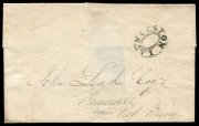 TASMANIA - Postal History: 1830 (May 10) "Leake" correspondence: Launceston to Rosedale outer, showing a very fine strike of the Type 2 double oval handstamp of Launceston. Strikes of this quality are hard to source. Ex Viney.