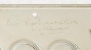 1956 MELBOURNE OLYMPICS official car number plate #187 with "VIC" and the Olympic Rings in colour; very fine original condition. Endorsed verso in pencil "Billy Holt's number plate in Melbourne".&nbsp; - 3