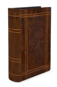 H.A. NIELSEN antique Australian book box, Queensland rain forest timbers, circa 1920, bearing remains of stamp "H.A. NIELSEN, Pt. DOUGLAS, N.Q. ART CABINETMAKER", 21cm high