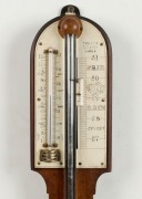 NEGRETTI & ZAMBRA&nbsp;antique English round topped stick barometer in mahogany case with mercury thermometer and ivory register plates, plus exposed tube and original hemispherical cistern cover, circa 1870, 96cm high - 2