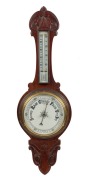 An antique aneroid banjo barometer in timber case, 19th century, ​​​​​​​82cm high.