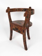 A Norwegian folk art child's tri-pod chair with original hand-painted floral finish, 19th century, 52cm high, 41cm wide - 2