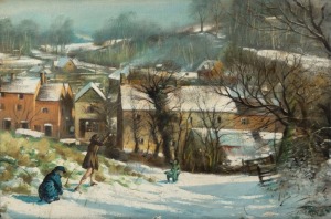 JOHNSTON (CANADIAN SCHOOL), (untitled snow scene). oil on canvas, signed lower right "Johnson", ​​​​​​​53 x 78cm, 70 x 96cm overall