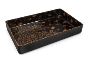 An antique Japanese Urushi lacquer betroval tray, in original timber case, Edo period, 18th/19th century, 70cm wide