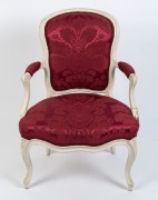LOUIS VXI&nbsp;bergere with burgundy upholstery and milk-painted finish, 18th century, 86cm high, 60cm across the arms - 2