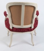 LOUIS VXI&nbsp;bergere with burgundy upholstery and milk-painted finish, 18th century, 86cm high, 60cm across the arms - 3